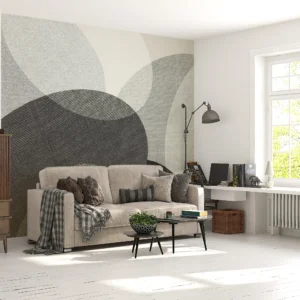 Papier Peint Moderne Formes Géométriques Abstraites Beiges et Grises