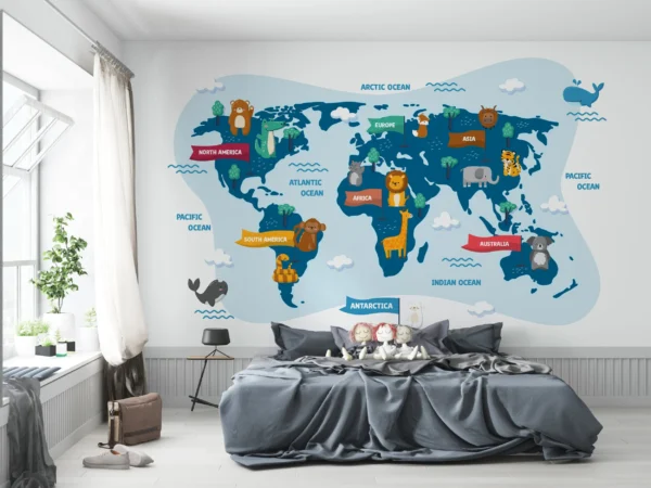 Papier Peint Vintage Carte du Monde Élégante – Gallery