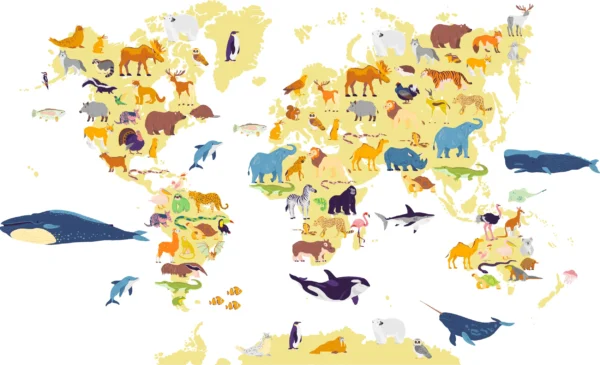 Papier Peint Vintage Carte du Monde Scandinave – Wallpaper