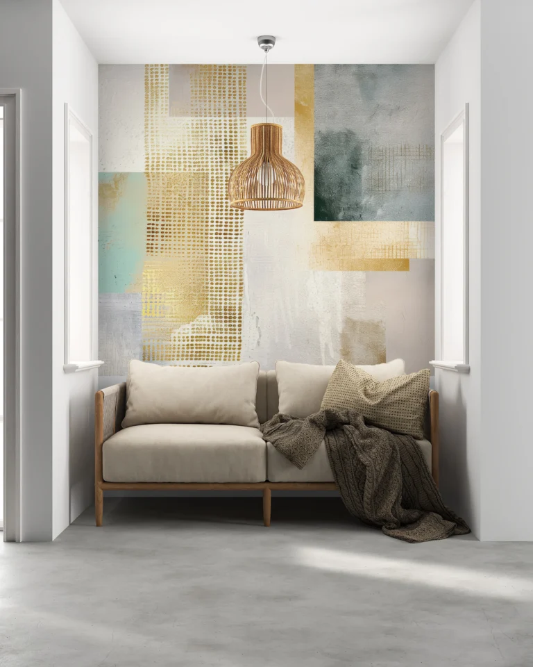 Papier Peint Abstrait Moderne Beige et Gris – Main