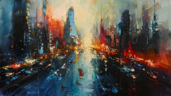 Papier Peint Abstrait Urbain aux Éclaboussures Colorées Dynamiques – Wallpaper