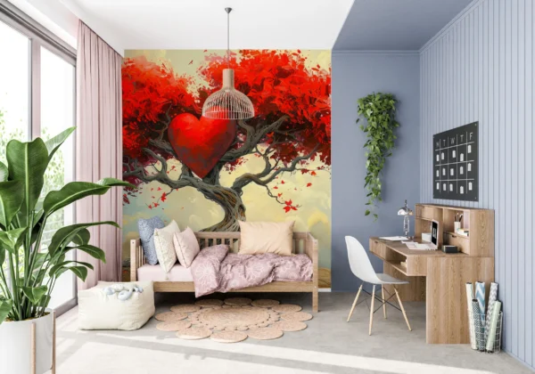 Arbre Coeur Rouge Romantique sur Paysage Désertique Artistique – Gallery