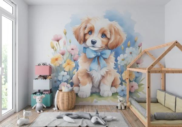 Papier Peint Art Déco Floral Bleu Marine Élégant – Gallery