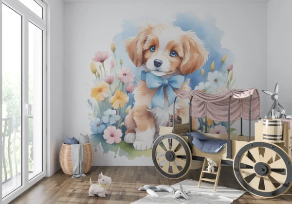 Papier Peint Art Déco Floral Bleu Marine Élégant – Gallery