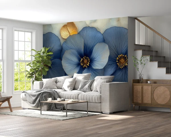 Papier Peint Art Déco Géométrique Bleu Marine Or – Gallery