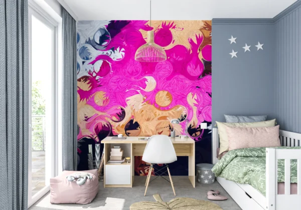 Papier peint artistique explosion de plumes colorées moderne abstrait – Gallery