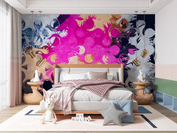 Papier peint artistique explosion de plumes colorées moderne abstrait – Gallery