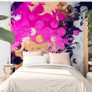 Papier peint artistique explosion de plumes colorées moderne abstrait