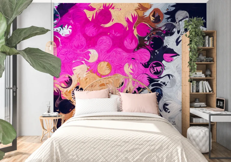 Papier peint artistique explosion de plumes colorées moderne abstrait – Main