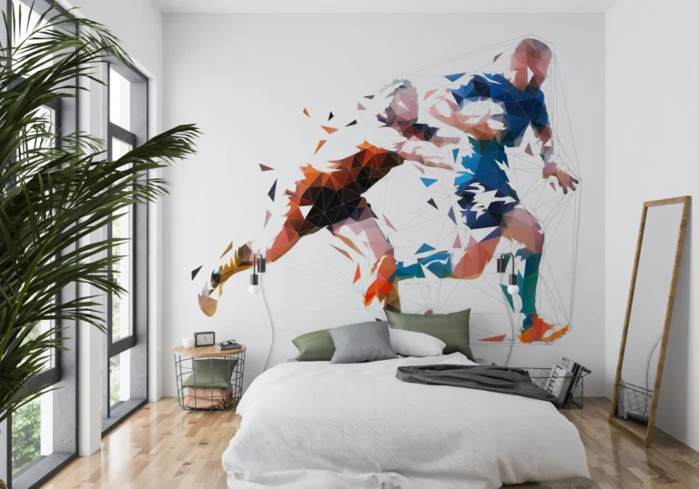 Papier Peint Basketteurs Géométriques Style Low Poly Moderne – Main