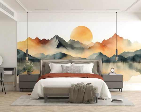 Papier Peint Botanique Moderne Vert Olive Tropical – Gallery