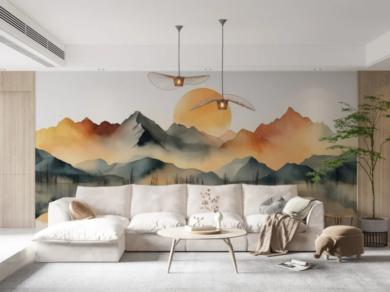 Papier Peint Botanique Moderne Vert Olive Tropical – Main