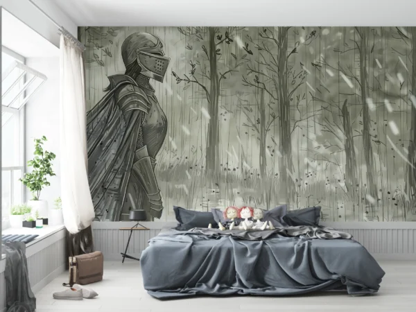 Papier Peint Chevalier Médiéval Forêt Enchantée Monochrome Aventure – Gallery