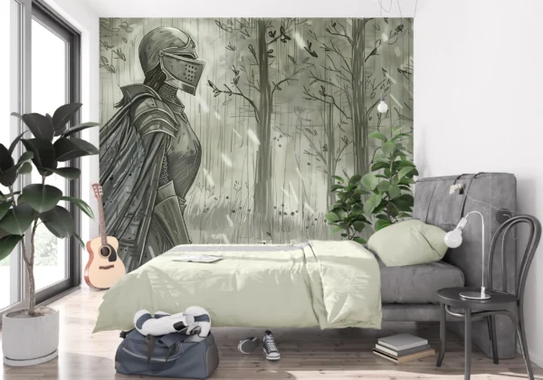 Papier Peint Chevalier Médiéval Forêt Enchantée Monochrome Aventure – Gallery