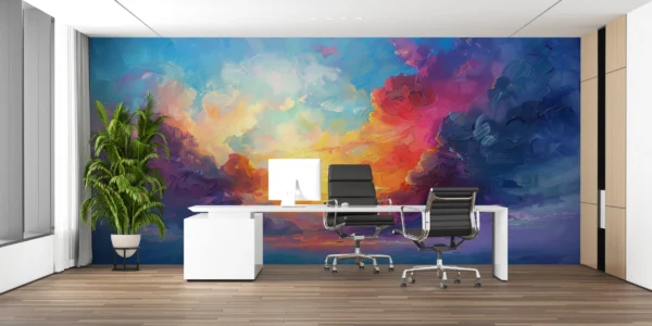 Coucher de soleil vibrant dans nuages colorés style impressionniste – Gallery