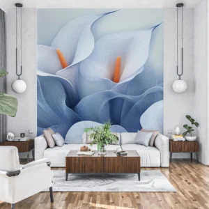 Papier Peint Callas Bleus Stylisés Art Moderne Élégant