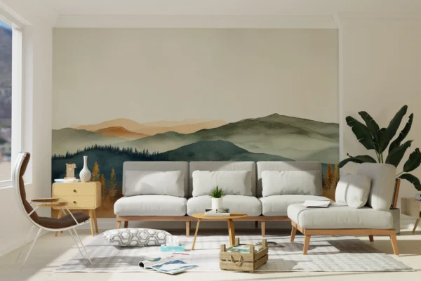 Papier Peint Feuilles Élégantes Scandinaves Dorées – Gallery
