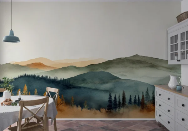 Papier Peint Feuilles Élégantes Scandinaves Dorées – Gallery