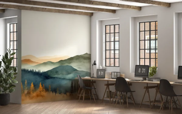 Papier Peint Feuilles Élégantes Scandinaves Dorées – Gallery