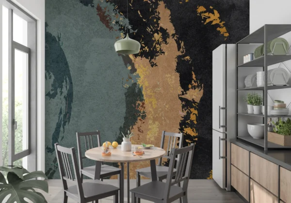 Papier Peint Floral Art Déco Bleu Marine Doré – Gallery