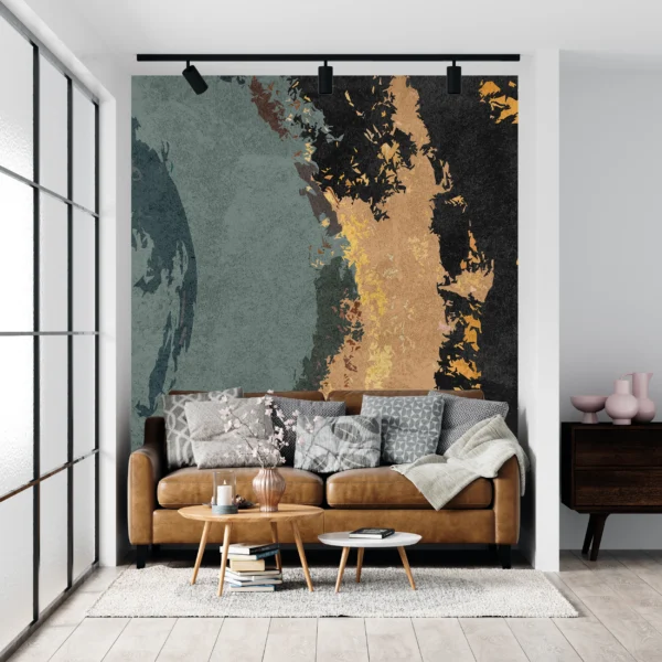 Papier Peint Floral Art Déco Bleu Marine Doré – Gallery