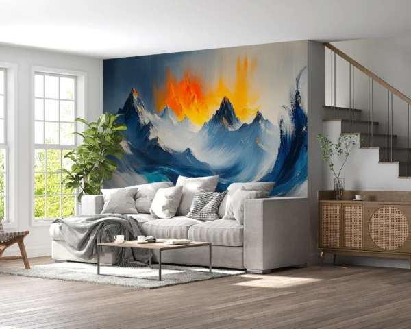 Papier Peint Floral Art Déco Bleu Pétrole Doré – Gallery