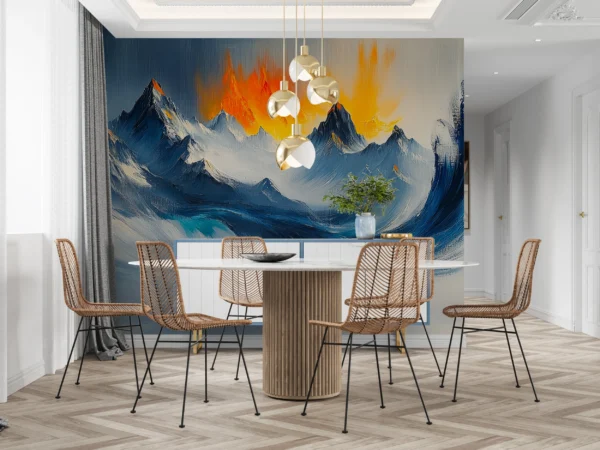 Papier Peint Floral Art Déco Bleu Pétrole Doré – Gallery
