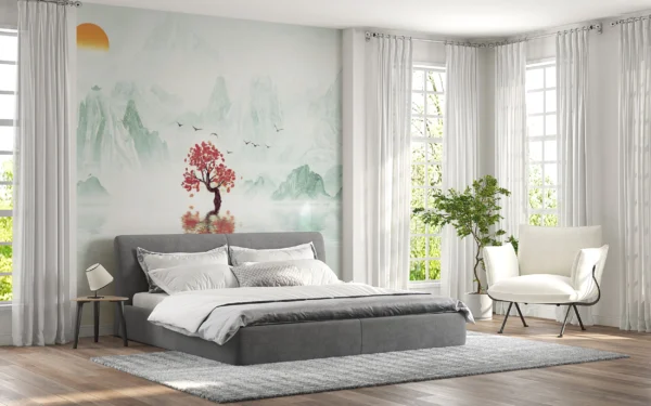 Papier Peint Floral Contemporain Bleu Marine – Gallery