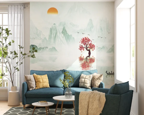 Papier Peint Floral Contemporain Bleu Marine – Gallery