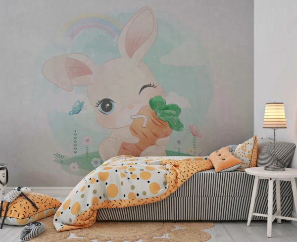 Papier Peint Floral Moderne Épuré Beige Poudré – Main
