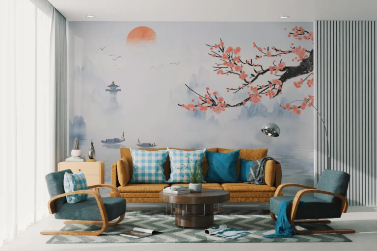 Papier Peint Floral Romantique Vintage Beige Crème – Main