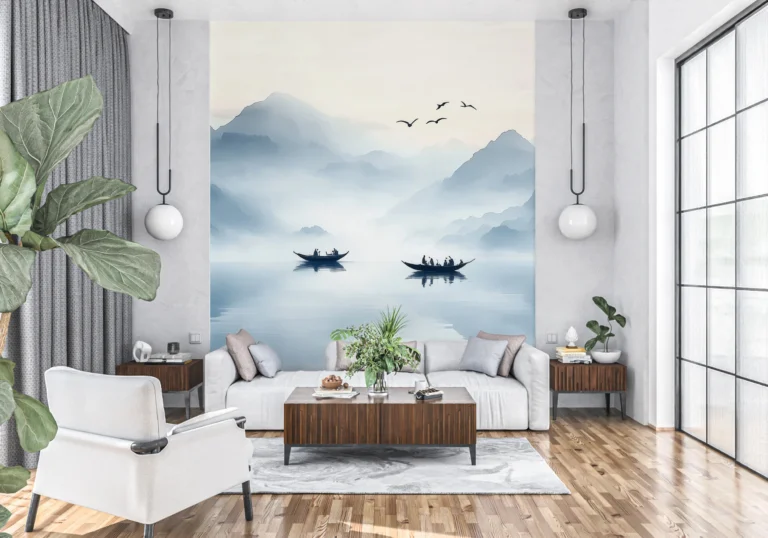 Papier Peint Floral Scandinave Minimaliste Beige – Main