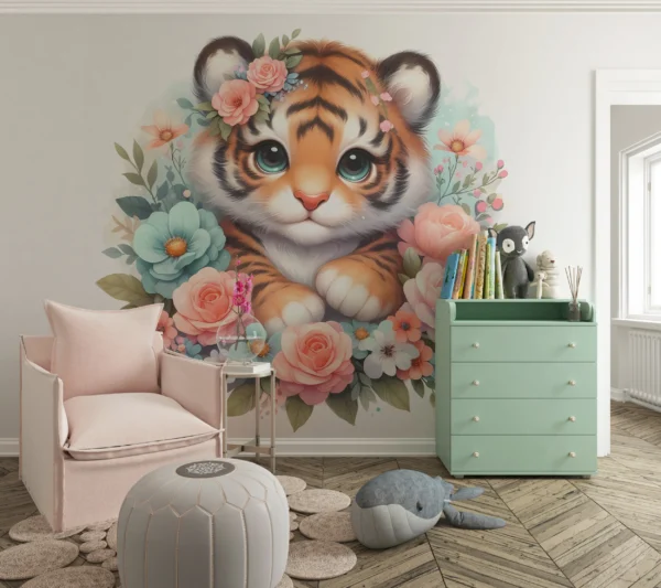 Papier Peint Floral Vintage Beige et Rose – Gallery