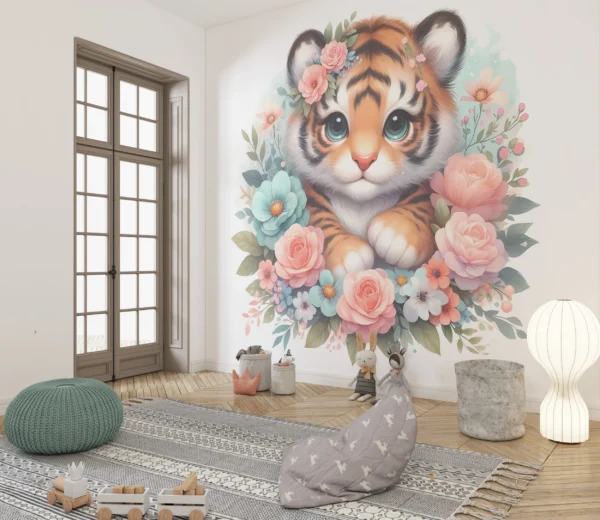 Papier Peint Floral Vintage Beige et Rose – Gallery