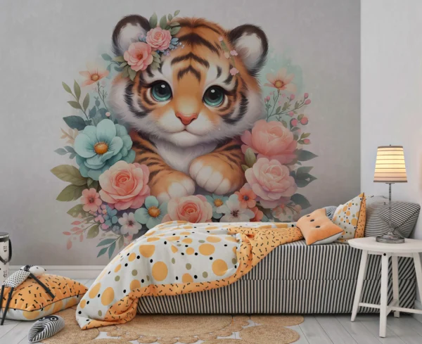 Papier Peint Floral Vintage Beige et Rose – Gallery