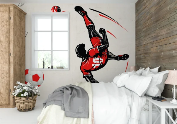 Papier peint football joueur acrobatique style moderne rouge dynamique – Gallery