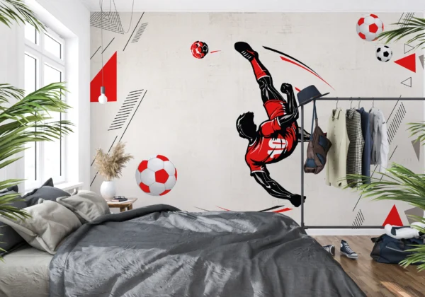 Papier peint football joueur acrobatique style moderne rouge dynamique – Gallery
