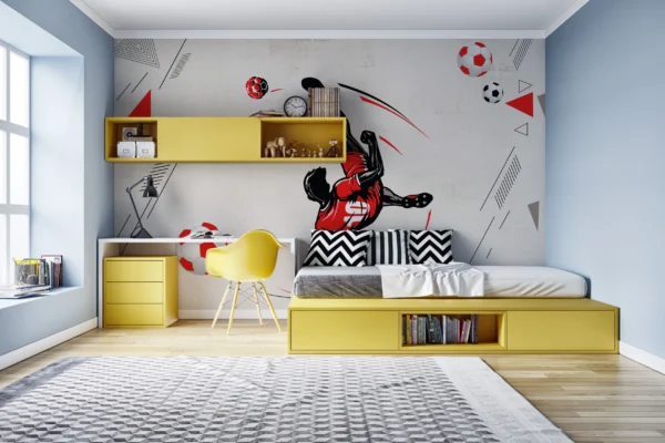 Papier peint football joueur acrobatique style moderne rouge dynamique – Gallery
