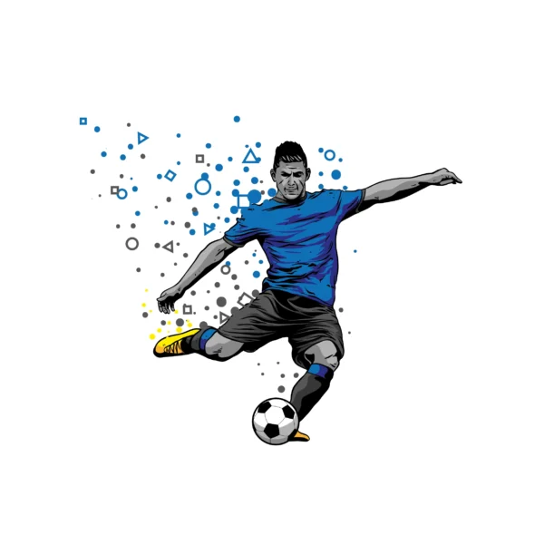 Papier Peint Footballeur Graphique Moderne Bleu et Noir – Wallpaper