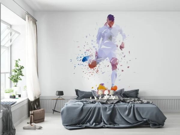 Papier Peint Football Polygonal Moderne Sportif Dynamique Blanc – Gallery