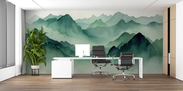 Papier Peint Forêt Stylisée Scandinave Épuré Beige – Gallery