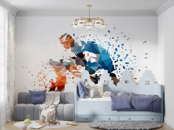 Papier Peint Géométrique Explosion Sportive Dynamique Polygonale Moderne – Gallery