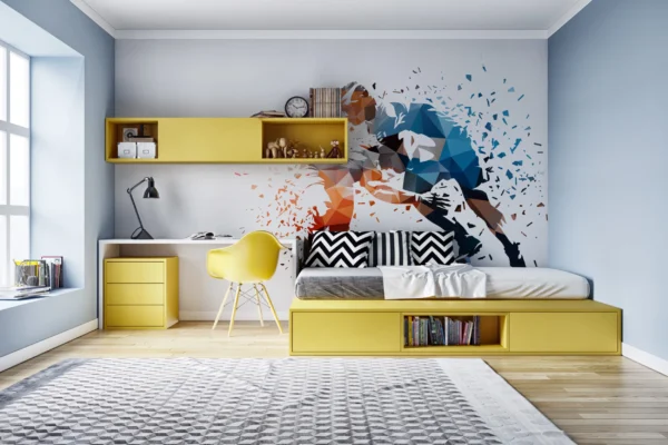 Papier Peint Géométrique Explosion Sportive Dynamique Polygonale Moderne – Gallery