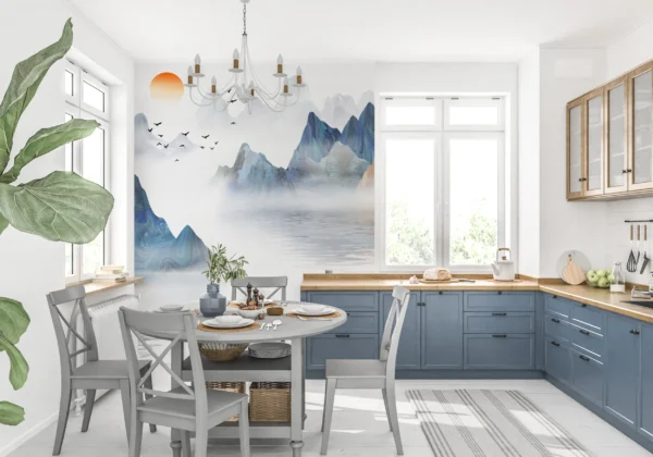 Papier Peint Hirondelles Aquarelle Bleu Apaisant – Gallery
