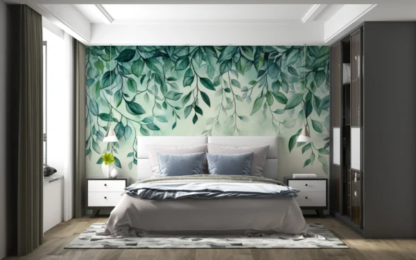 Papier Peint Minimaliste Scandinave Arbres Stylisés – Main