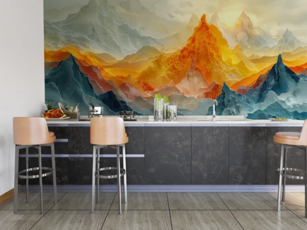 Papier Peint Montagnes Majestueuses Coucher de Soleil Doré – Gallery