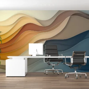 Papier Peint Vagues Fluides Dégradé Chaud Froid Moderne