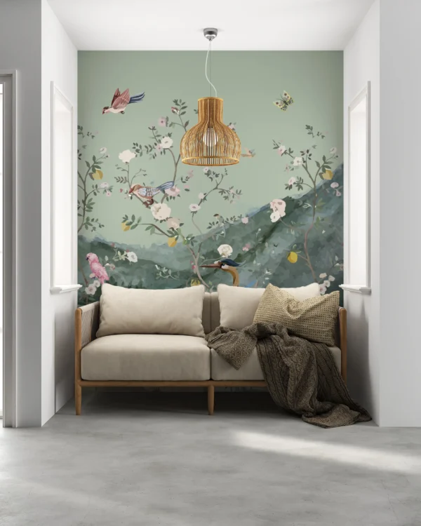 Papier Peint Panoramique Jardin Enchanté aux Animaux Sauvages et Oiseaux Exotiques – Gallery