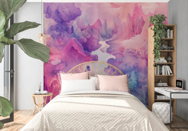 Papier Peint Paysage Fantastique Nuages Violets et Roses Onirique – Gallery