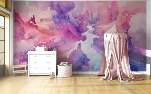 Papier Peint Paysage Fantastique Nuages Violets et Roses Onirique – Gallery